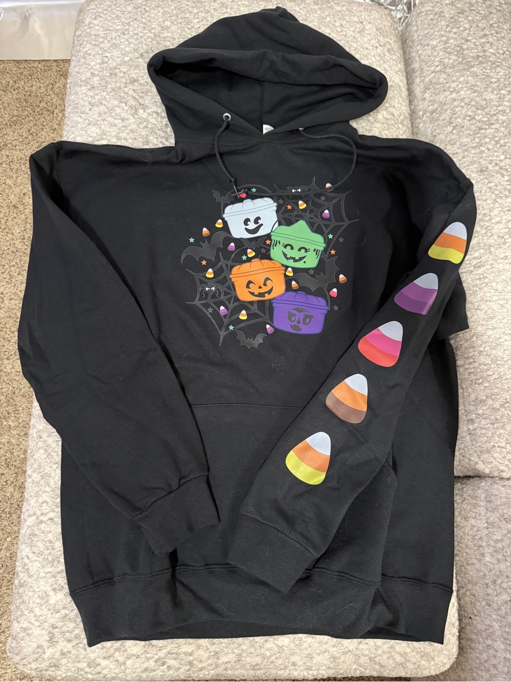 McDonald’s Boo Buckets Halloween Hoodie with Candy Corn Sleeve Size XL